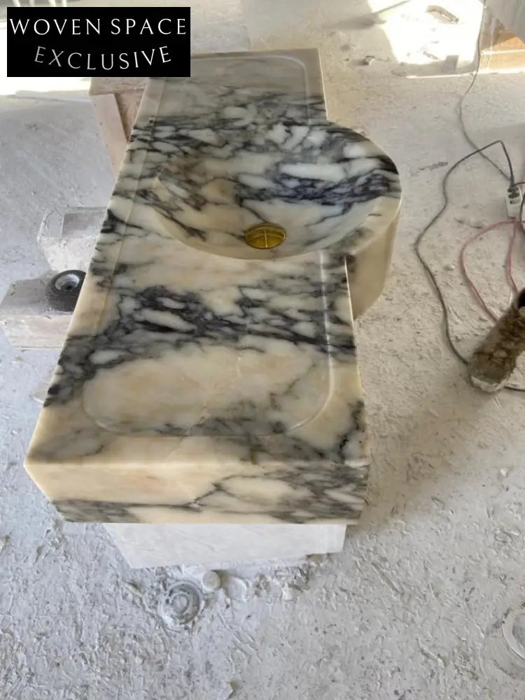 Pietro Violet Wall-Mounted Marble Sink Natural Stone Vanity