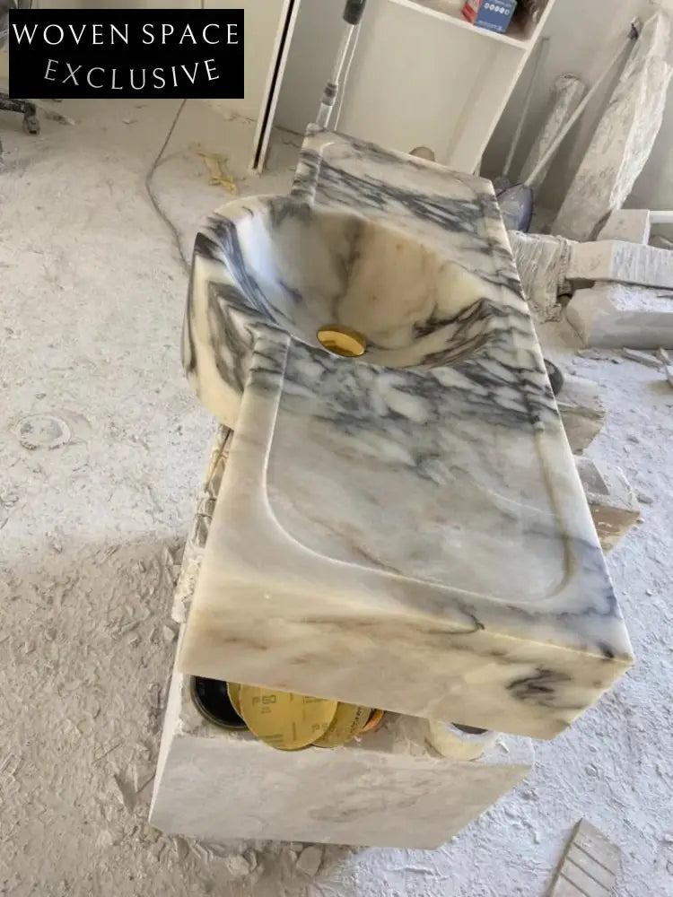 Pietro Violet Wall-Mounted Marble Sink Natural Stone Vanity