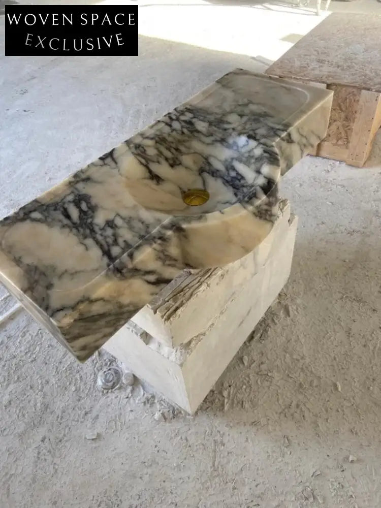 Pietro Violet Wall-Mounted Marble Sink Natural Stone Vanity