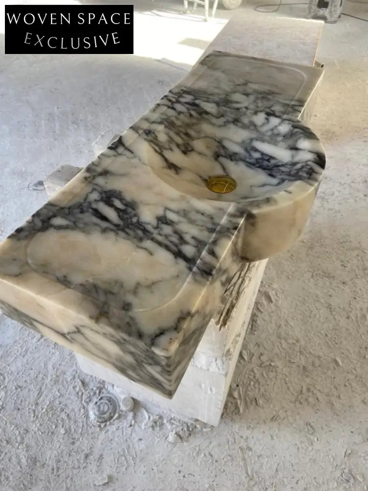 Pietro Violet Wall-Mounted Marble Sink Natural Stone Vanity