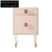 Pink Acrylic & Wood Modern Nightstand with Storage Drawer and Open Shelf