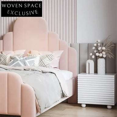 Pink Princess Bed for Girls - Modern Upholstered Kids Bedroom Furniture