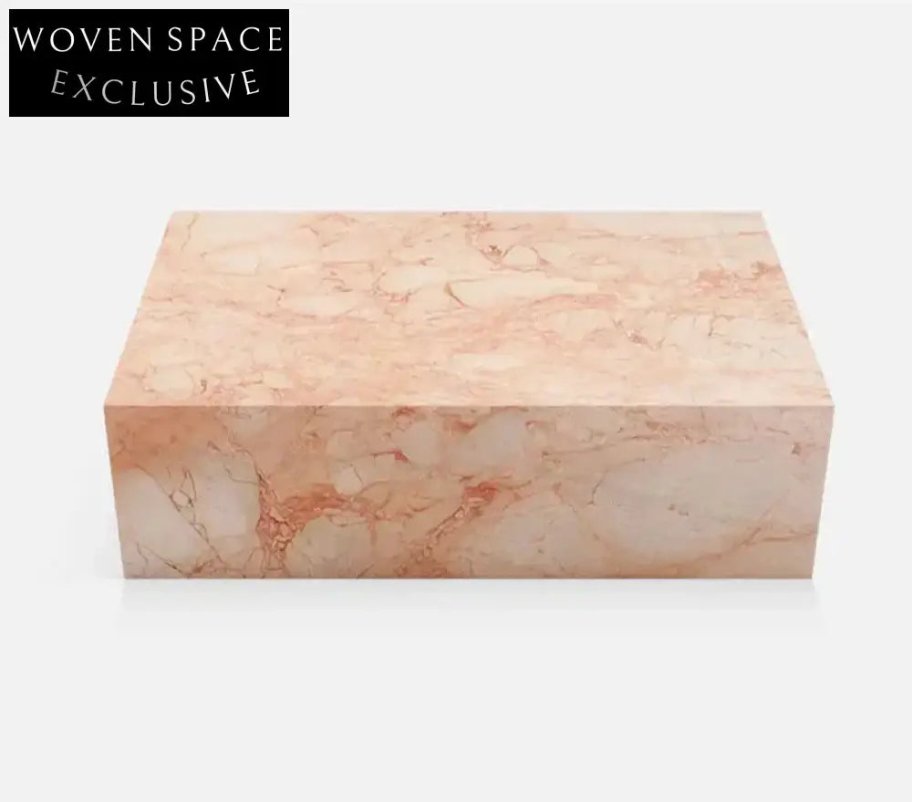 Tostone Pink Rose Marble Rectangle Coffee Table - Waterproof, Modern Living Room
