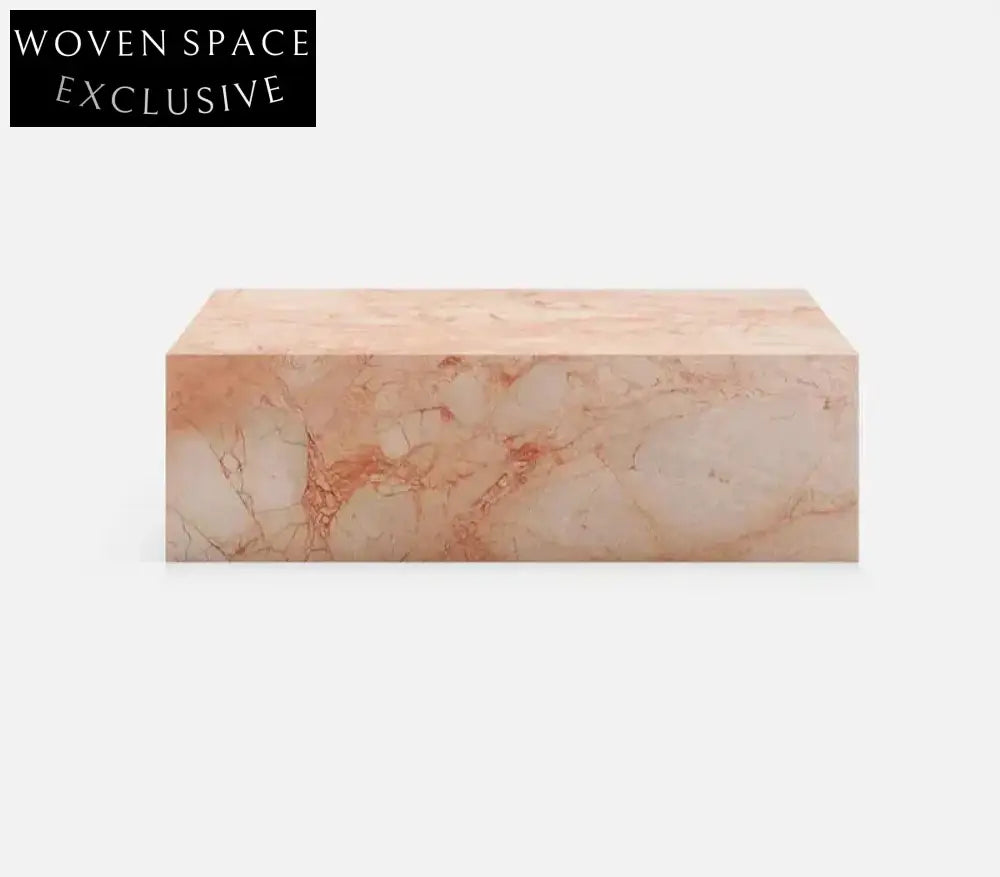 Tostone Pink Rose Marble Rectangle Coffee Table - Waterproof, Modern Living Room