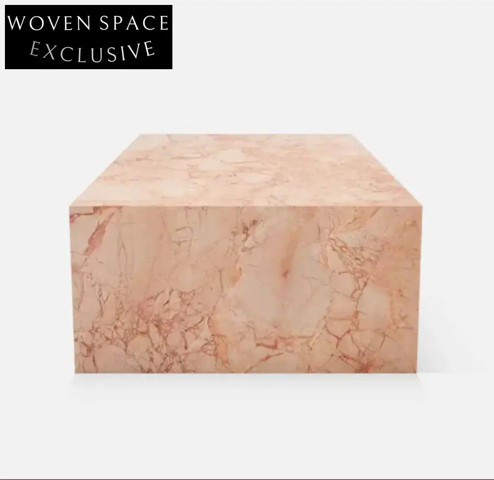 Tostone Pink Rose Marble Rectangle Coffee Table - Waterproof, Modern Living Room