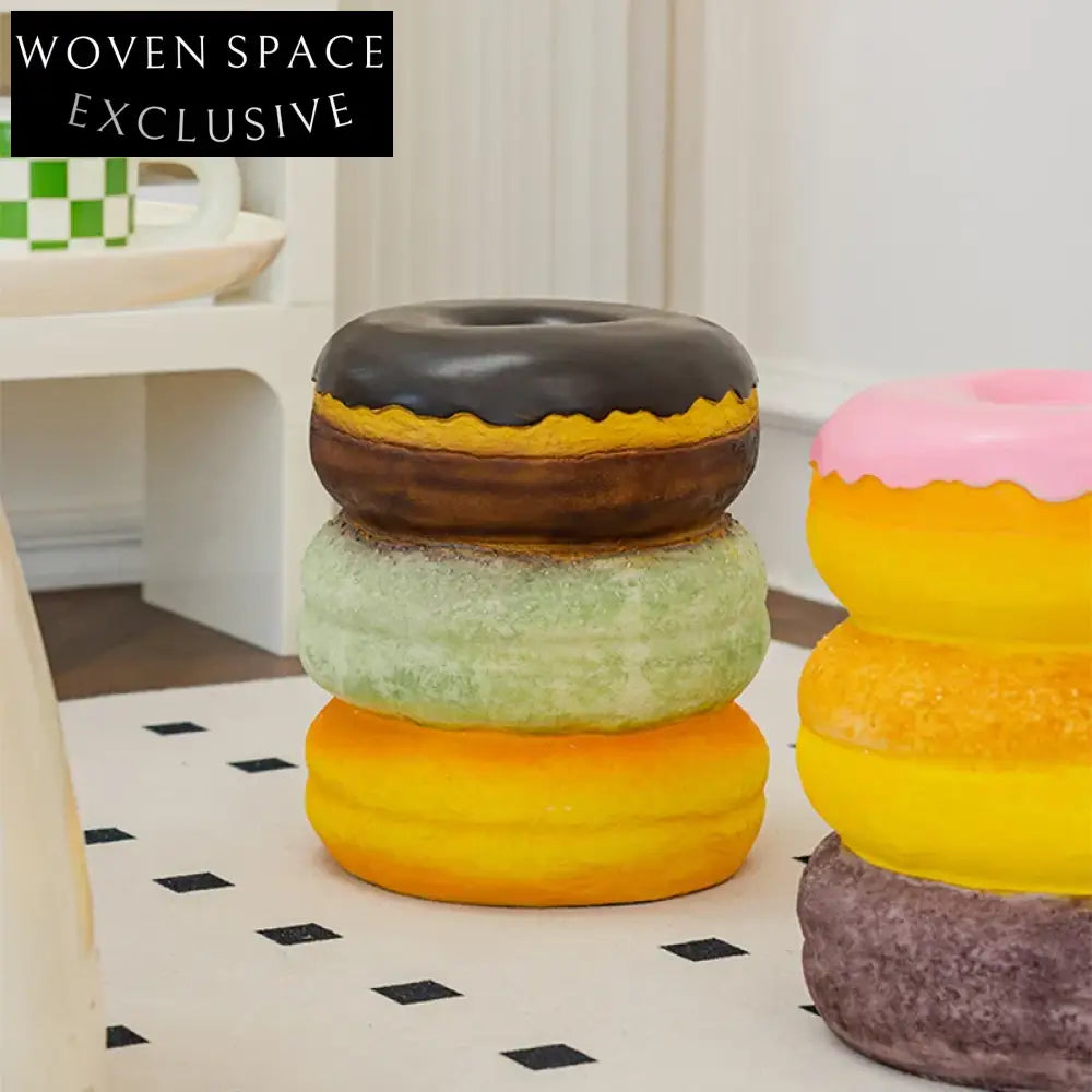 Playful Food Shaped Kids Stool, Colorful Upholstered Resin Ottoman Chair