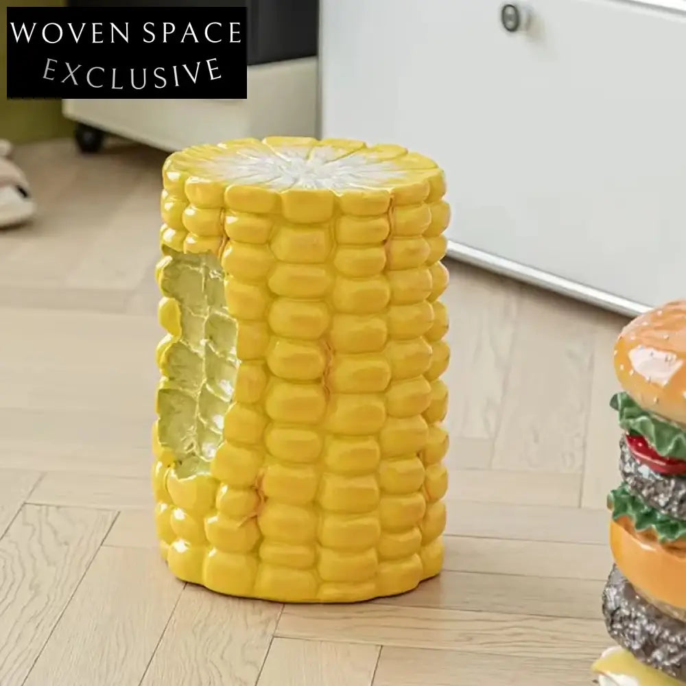 Playful Food Shaped Kids Stool, Colorful Upholstered Resin Ottoman Chair