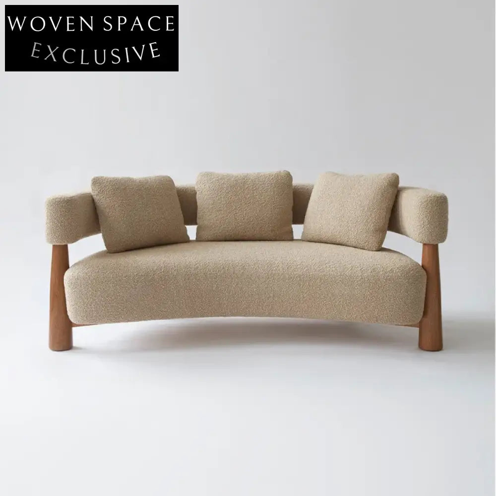 Plush Boucle Fabric Curved Back Loveseat Sofa for Modern Living Rooms