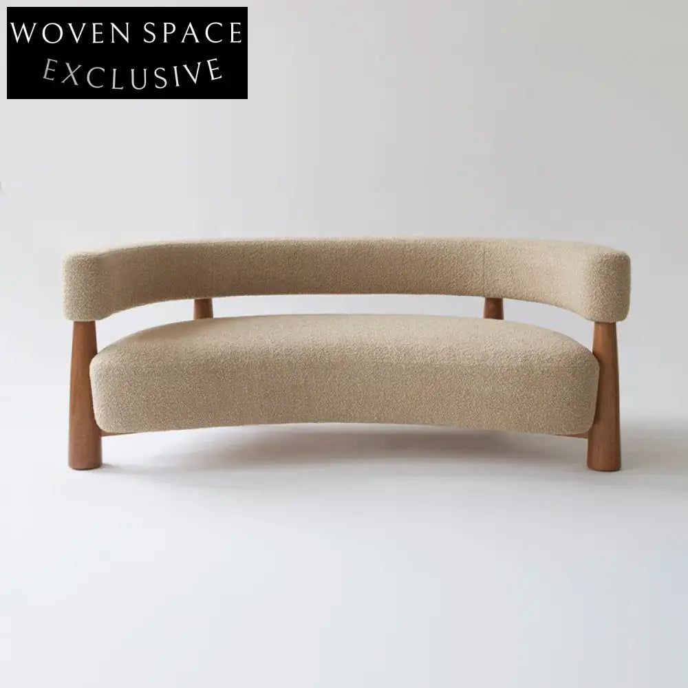 Plush Boucle Fabric Curved Back Loveseat Sofa for Modern Living Rooms