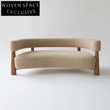 Plush Boucle Fabric Curved Back Loveseat Sofa for Modern Living Rooms