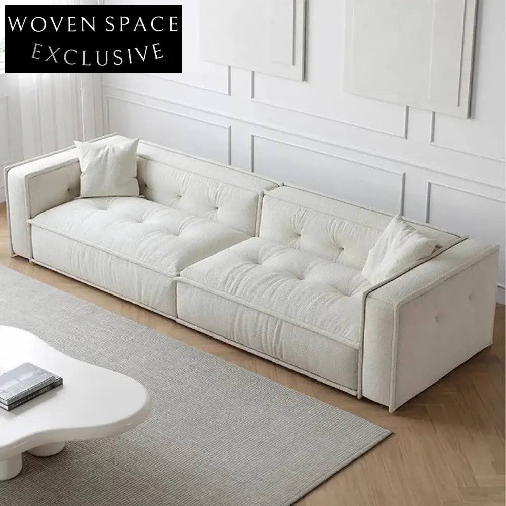 Plush Boucle Fabric L-Shaped Sectional Sofa with Ottoman for Modern Homes