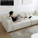Plush Boucle Fabric L-Shaped Sectional Sofa with Ottoman for Modern Homes