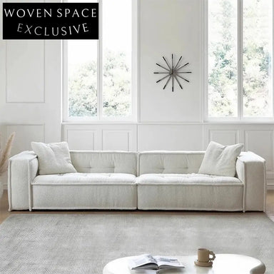 Plush Boucle Fabric L-Shaped Sectional Sofa with Ottoman for Modern Homes