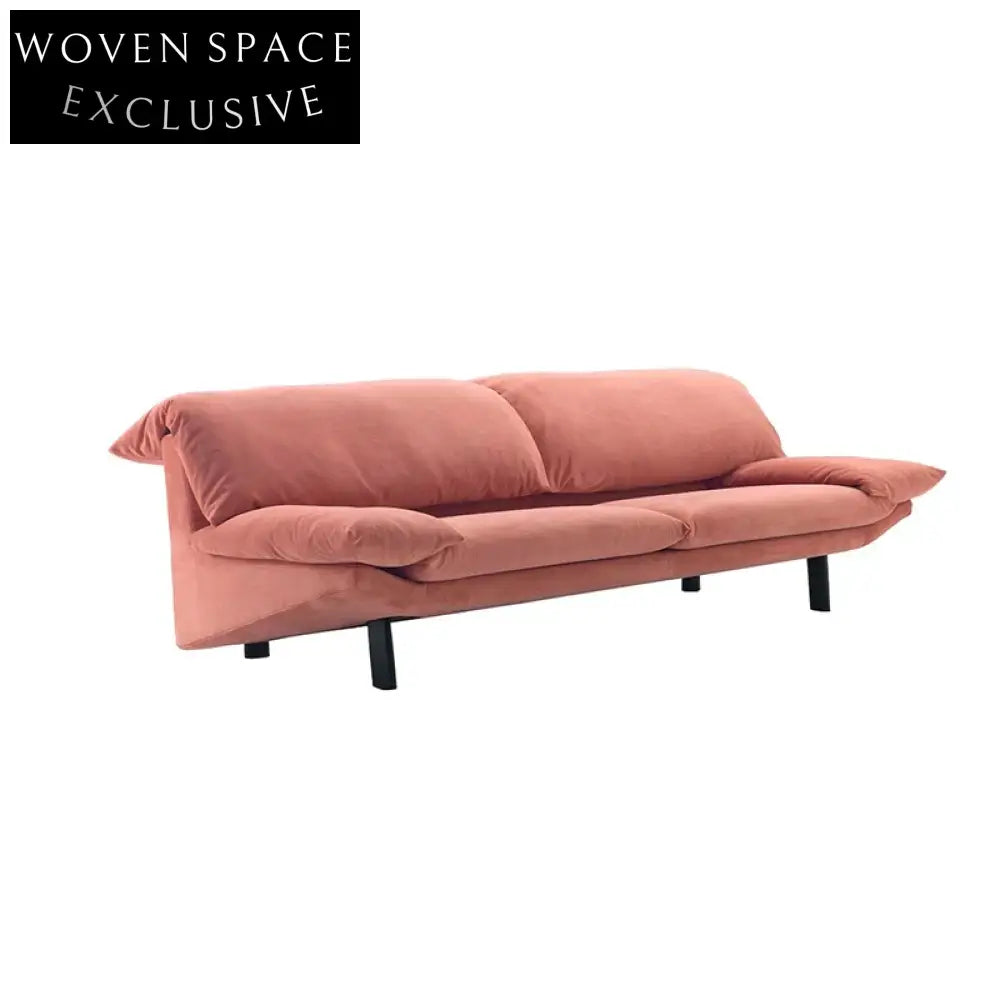 Plush Boucle Fabric Modern Italian Sectional Low Arm Living Room Sofa