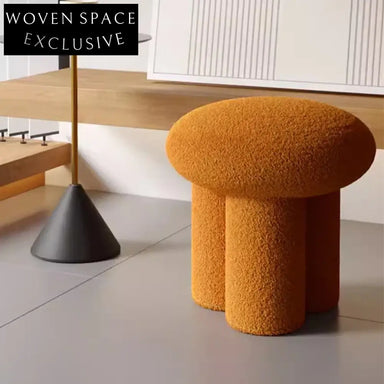 Plush Boucle Mushroom Ottoman - Lamb Wool Seating for Cozy Spaces