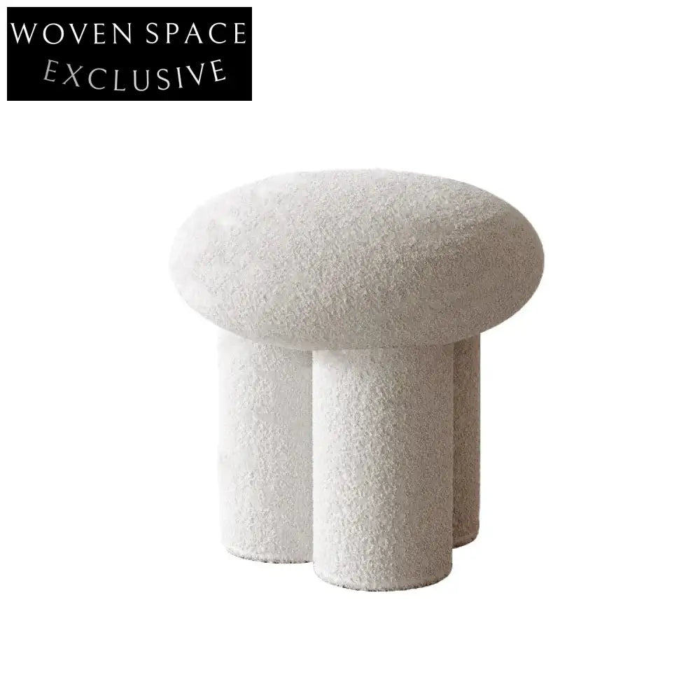 Plush Boucle Mushroom Ottoman - Lamb Wool Seating for Cozy Spaces