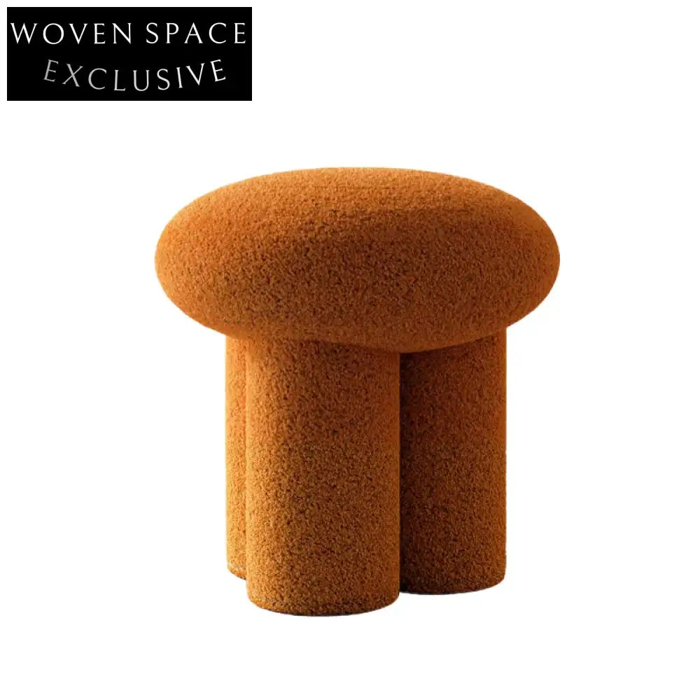 Plush Boucle Mushroom Ottoman - Lamb Wool Seating for Cozy Spaces