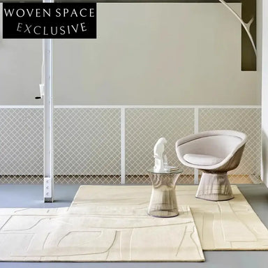 Plush Cream Minimalist Handmade Polyester Area Rug for Modern Home Decor