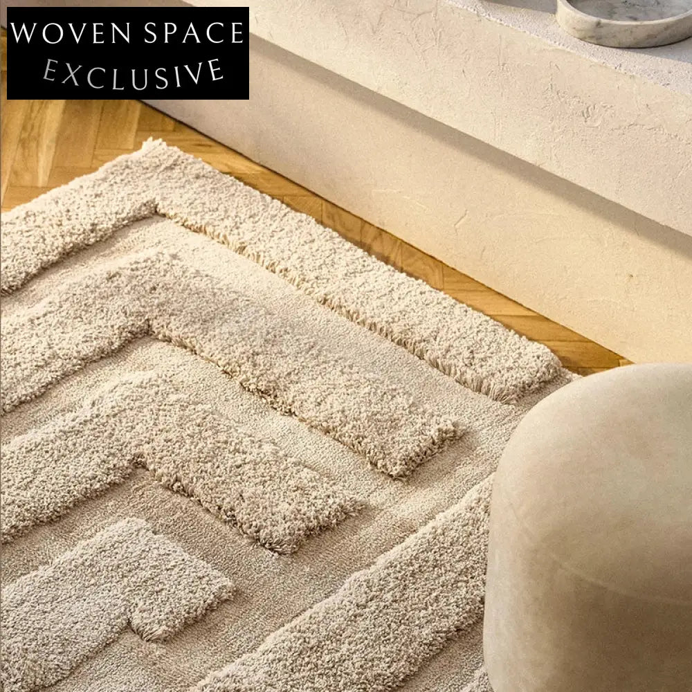 Plush Cream Tufted Faux Milk Silk Living Room Area Rug for Home Decor