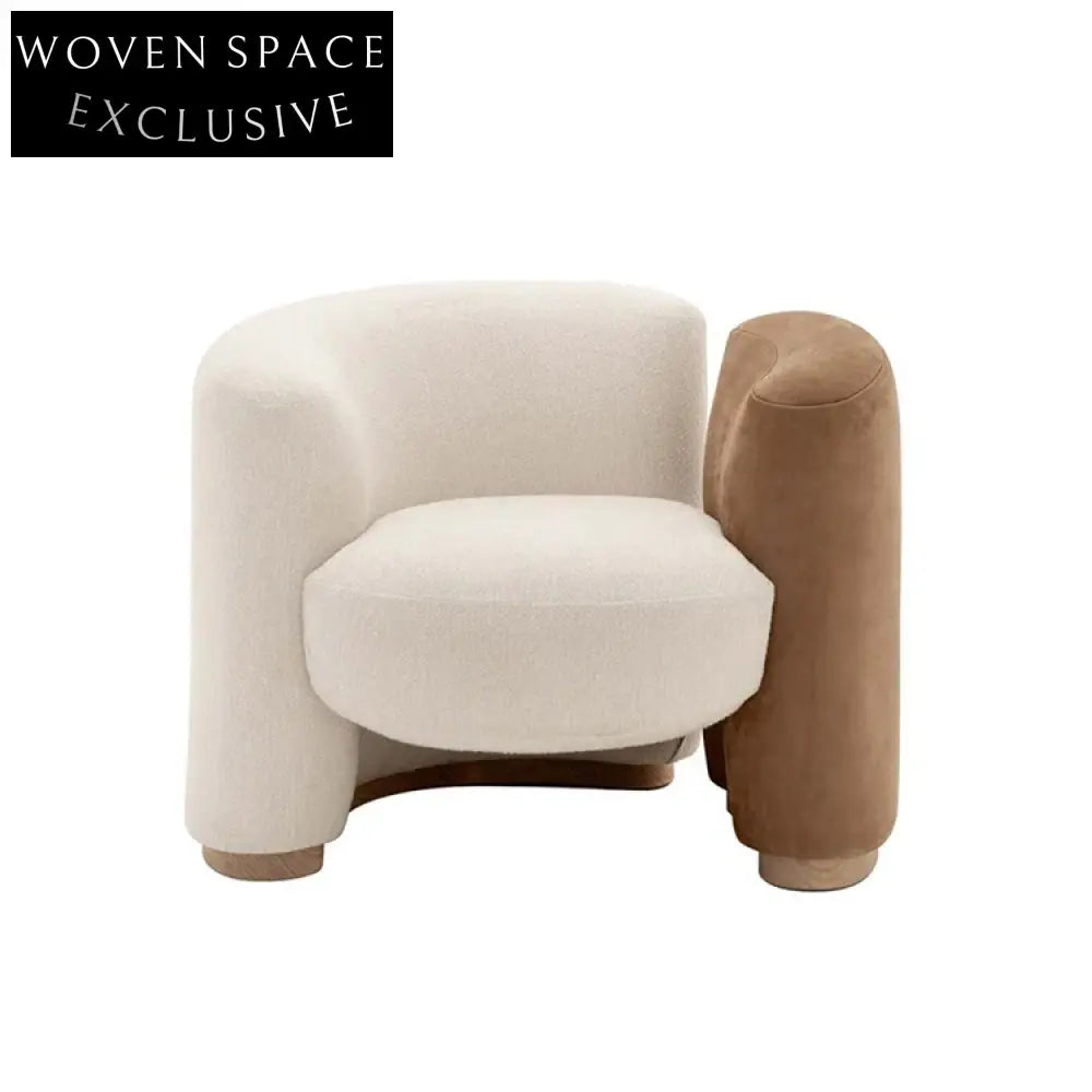 Plush Curved Teddy Fabric Sofa for Modern Living Room & Hotel Lobby Seating