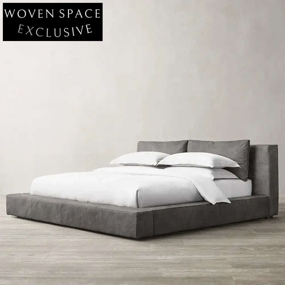 Plush Fabric Modern Upholstered Bed Frame with Tall Soft Headboard