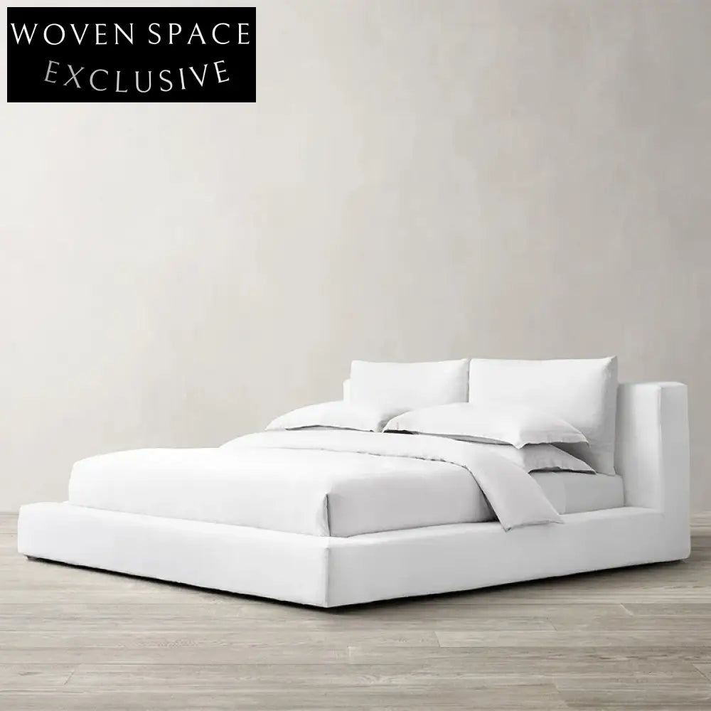 Plush Fabric Modern Upholstered Bed Frame with Tall Soft Headboard