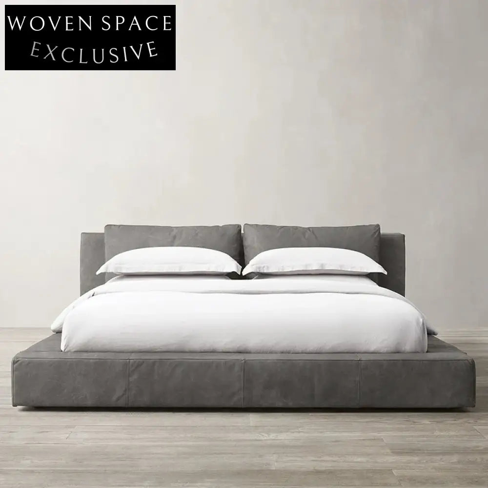 Plush Fabric Modern Upholstered Bed Frame with Tall Soft Headboard