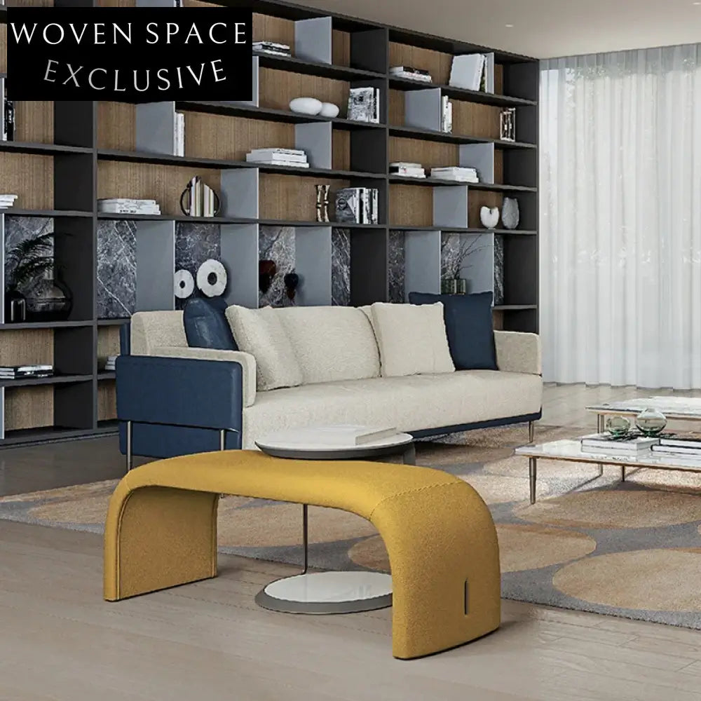 Plush Fabric Ottoman Stool: Modern Bed End Bench for Cozy Indoor Spaces