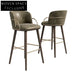 Plush Fabric Upholstered Modern Bar Stool with Sturdy Wooden Legs and Comfy Back