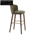 Plush Fabric Upholstered Modern Bar Stool with Sturdy Wooden Legs and Comfy Back