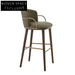 Plush Fabric Upholstered Modern Bar Stool with Sturdy Wooden Legs and Comfy Back