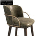 Plush Fabric Upholstered Modern Bar Stool with Sturdy Wooden Legs and Comfy Back