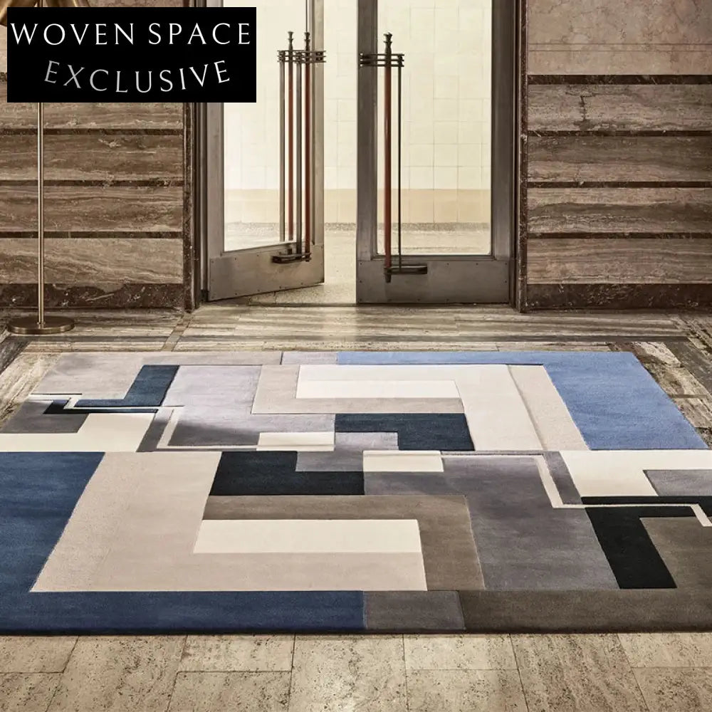 Plush Geometric Pattern Area Rug for Modern Living Room Bedroom Floor Carpet