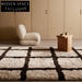 Plush Geometric Pattern Shag Rug - Cozy Modern Black & White Carpet