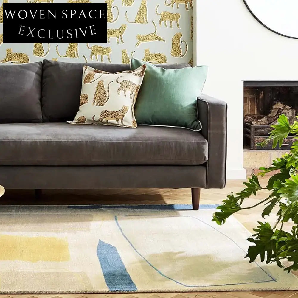 Plush Geometric Polyester Area Rug for Modern Home Living Room Decor