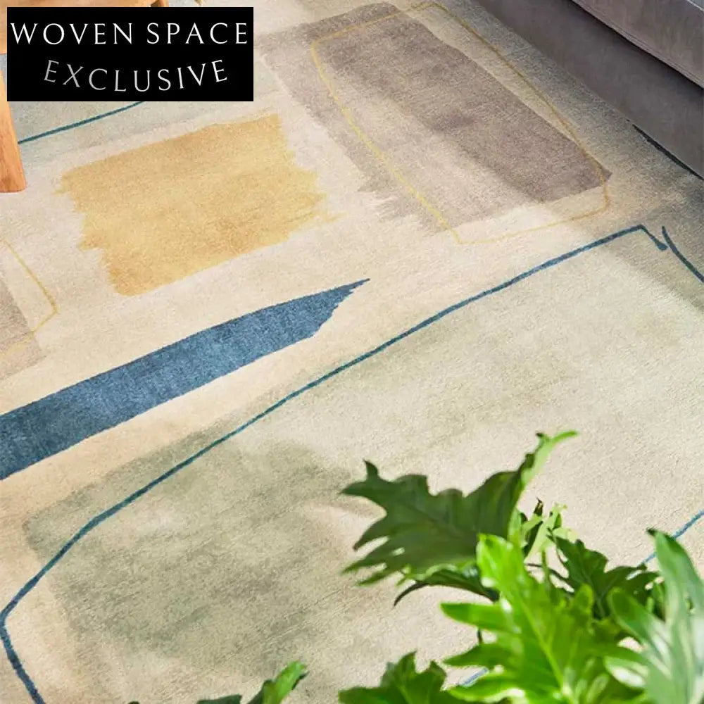 Plush Geometric Polyester Area Rug for Modern Home Living Room Decor