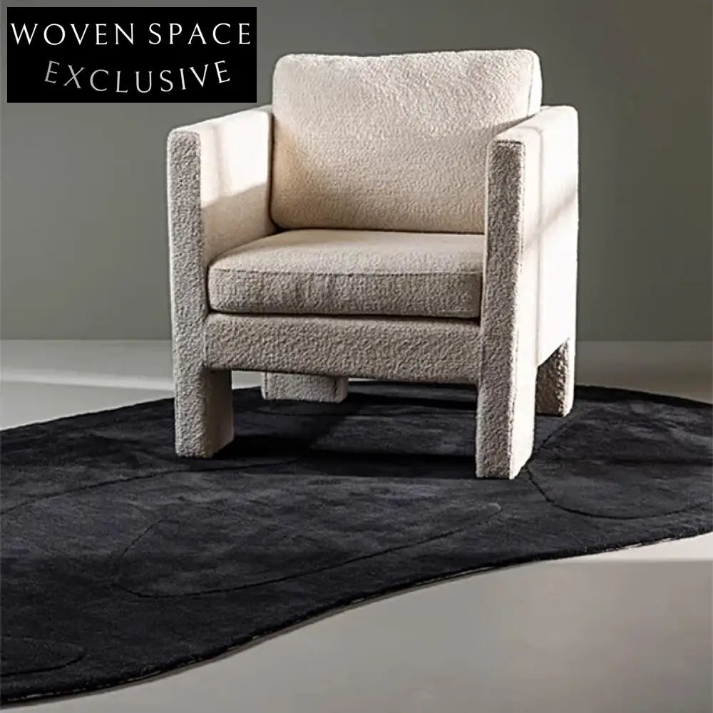 Plush Irregular Cream Geometric Area Rug - Modern Polyester Home Decor