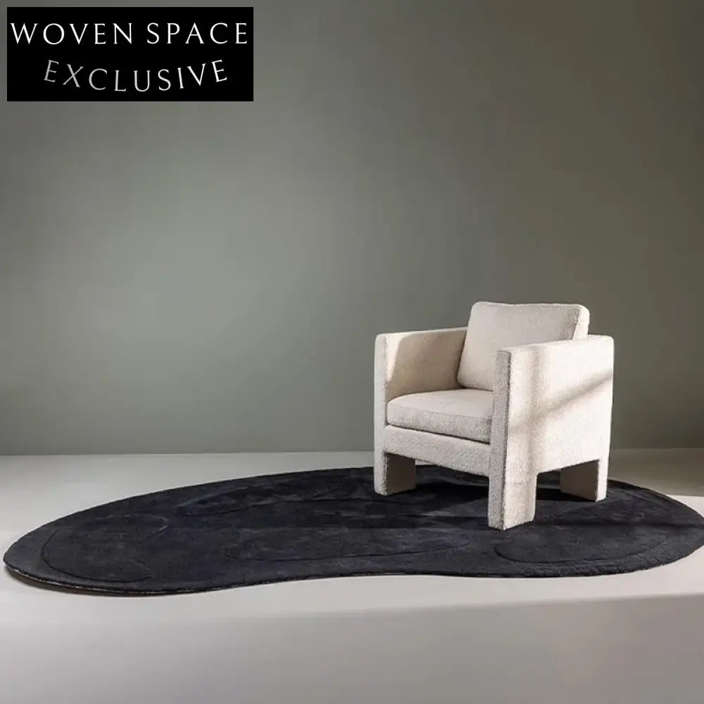 Plush Irregular Cream Geometric Area Rug - Modern Polyester Home Decor