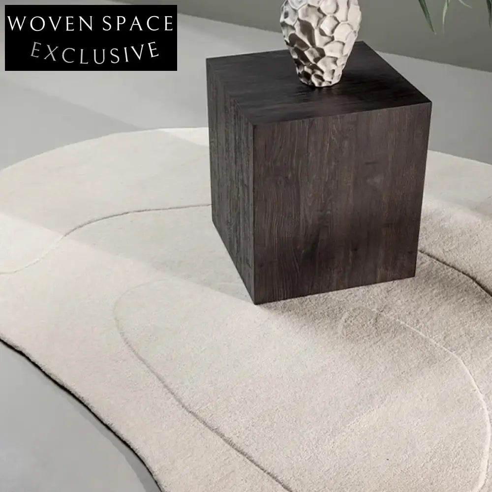 Plush Irregular Cream Geometric Area Rug - Modern Polyester Home Decor