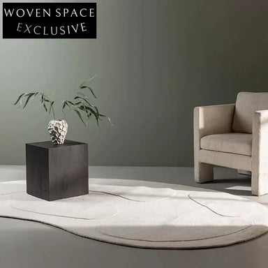 Plush Irregular Cream Geometric Area Rug - Modern Polyester Home Decor