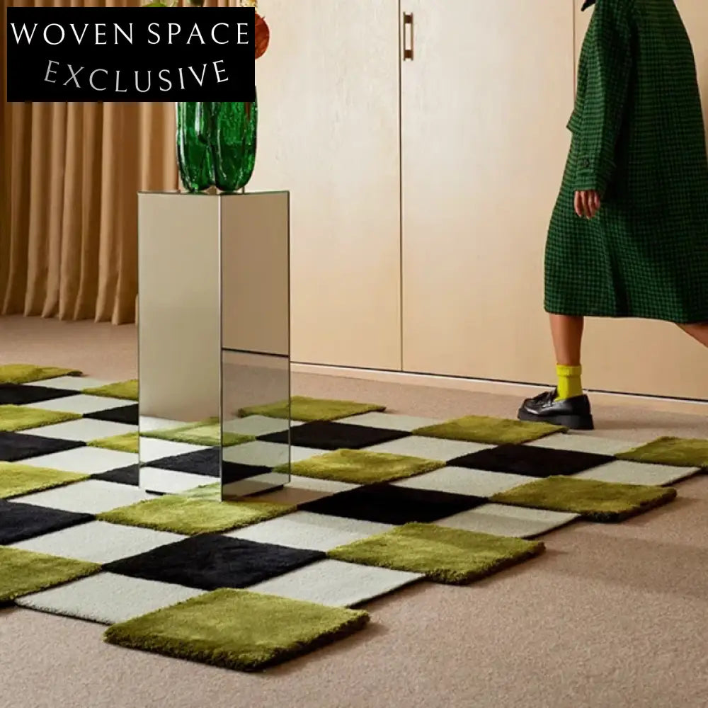 Plush Irregular Geometric Polyester Area Rug, Thickened Bedroom Floor Accent