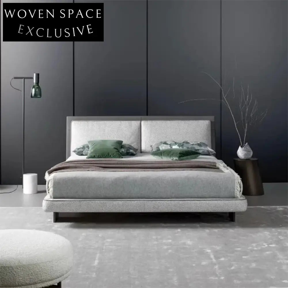 Plush Italian Upholstered Bed Frame with Tall Headboard, King Queen Sizes