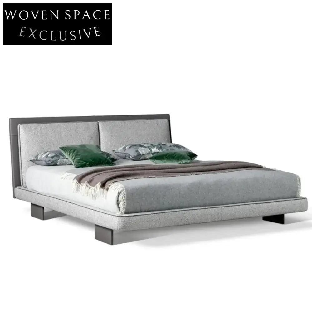 Plush Italian Upholstered Bed Frame with Tall Headboard, King Queen Sizes