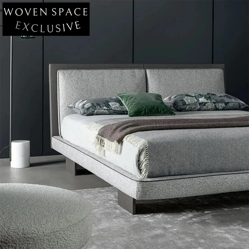 Plush Italian Upholstered Bed Frame with Tall Headboard, King Queen Sizes