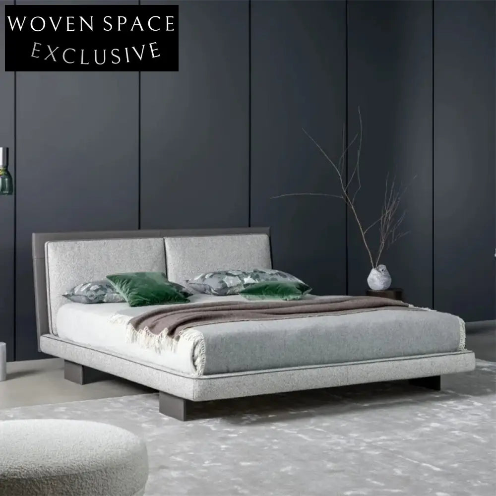 Plush Italian Upholstered Bed Frame with Tall Headboard, King Queen Sizes