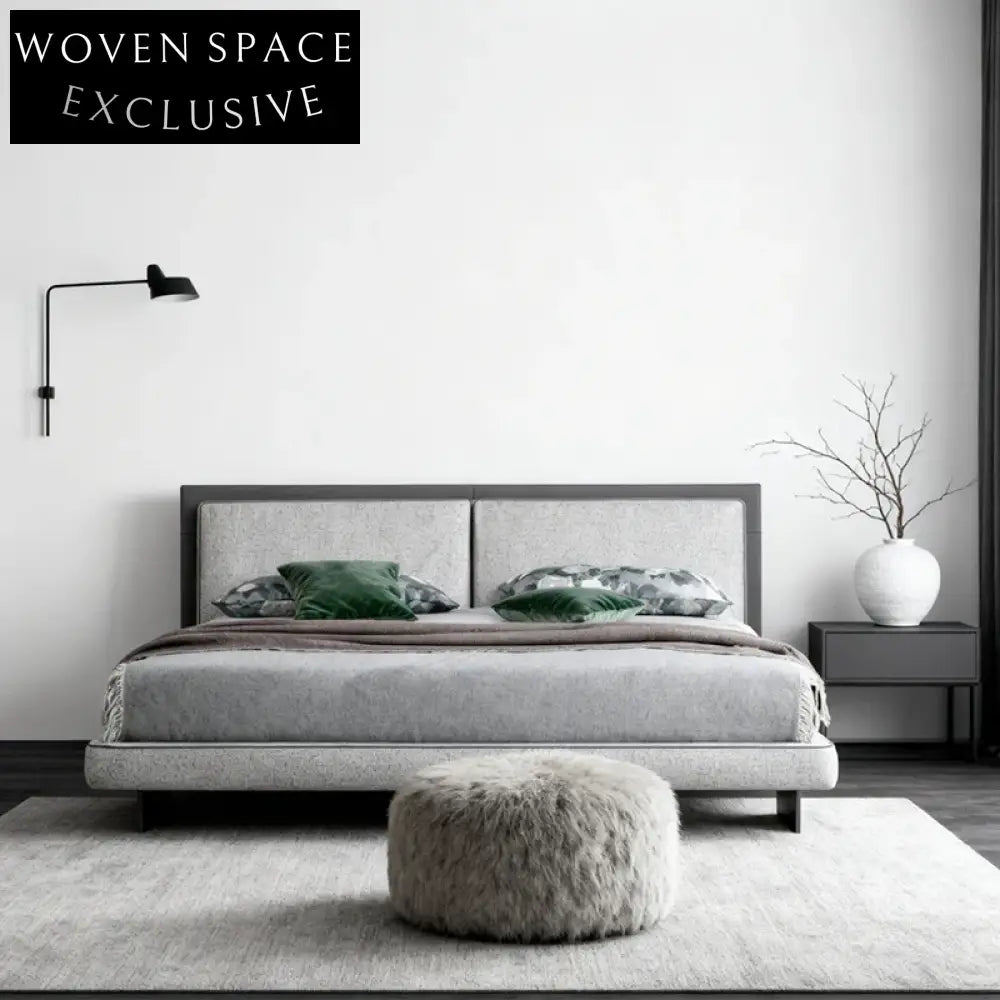 Plush Italian Upholstered Bed Frame with Tall Headboard, King Queen Sizes