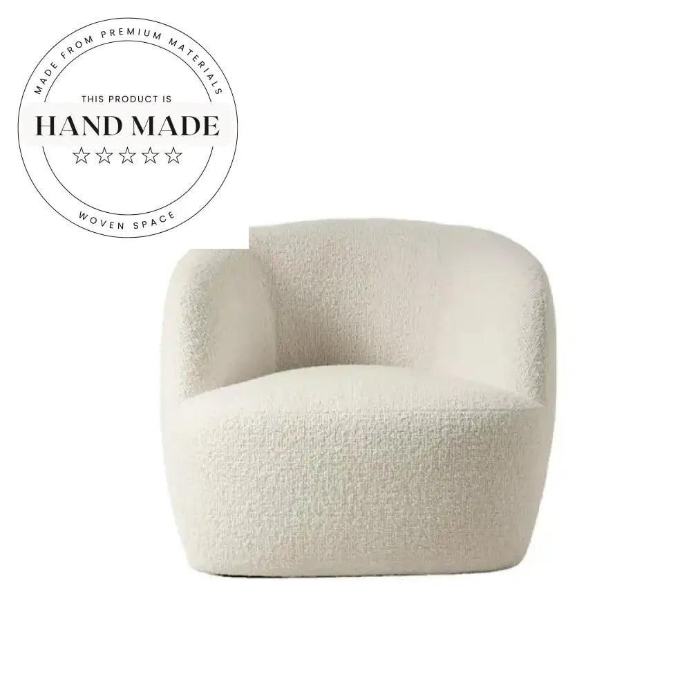 Plush Ivory Boucle Fabric Swivel Accent Armchair for Modern Living Rooms