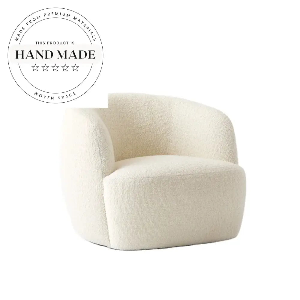 Plush Ivory Boucle Fabric Swivel Accent Armchair for Modern Living Rooms