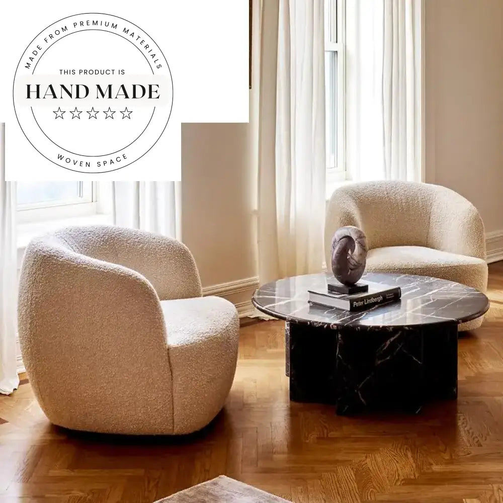 Plush Ivory Boucle Fabric Swivel Accent Armchair for Modern Living Rooms