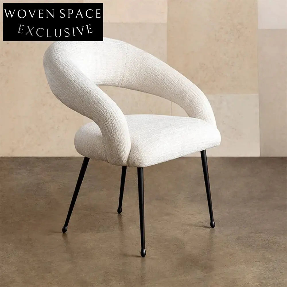 Plush Lamb Wool High Back Dining Chair with Sleek Metal Legs